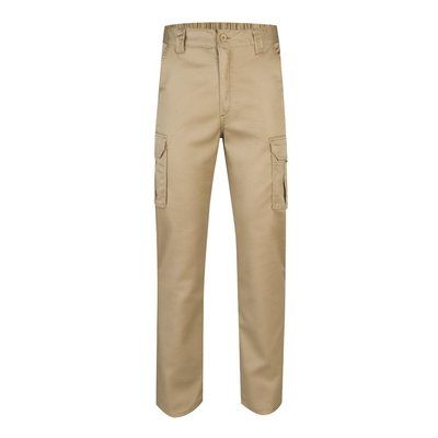 Pantalón multibolsillos elástico y ajustado Natural Claro 42