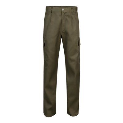 Pantalón multibolsillos de sarga Verde Militar 48