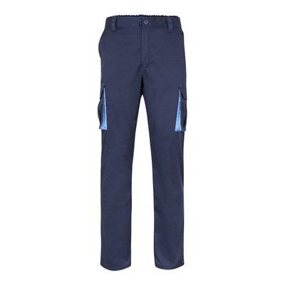 Pantalón sarga multibolsillos bicolor Azul Marino 54
