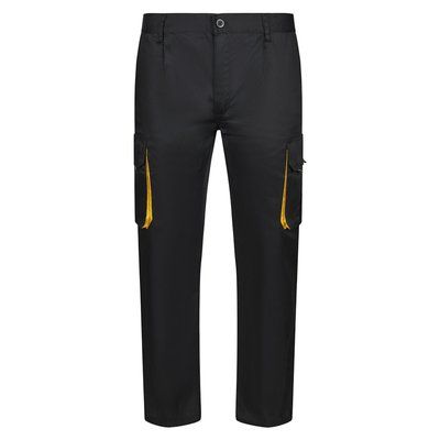 Pantalón sarga multibolsillos bicolor Negro/Amarillo 34