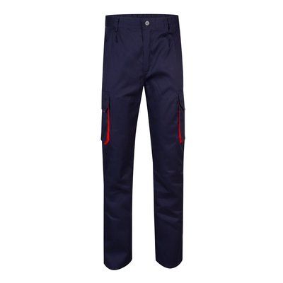 Pantalón sarga multibolsillos bicolor