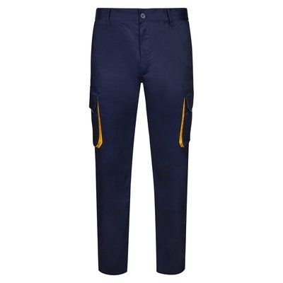 Pantalón sarga multibolsillos bicolor