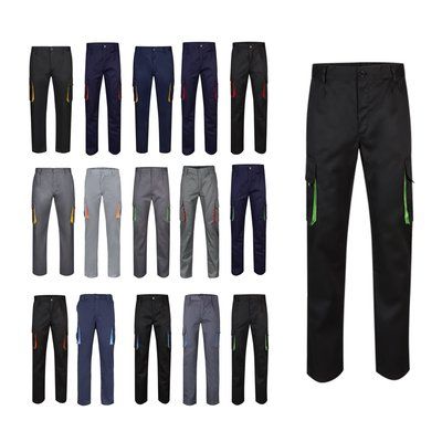 Pantalón sarga multibolsillos bicolor