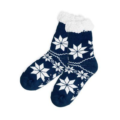 Par de calcetines hogareños antideslizantes y motivos navideños Marino