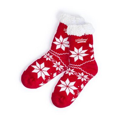 Par de calcetines hogareños antideslizantes y motivos navideños Rojo