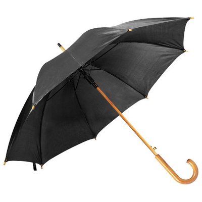 Paraguas Automático 100cm Poliéster y Madera Negro
