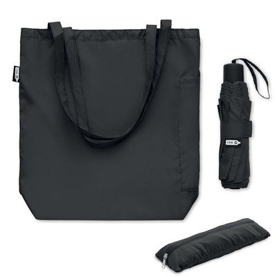 Paraguas y bolsa plegables Negro