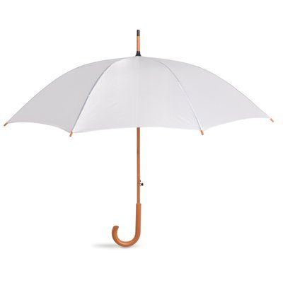 Paraguas con mango de madera personalizado apertura automática Blanco