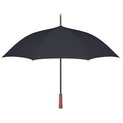 Paraguas ecológico de pongee RPET 190T 23" con mango de madera Negro