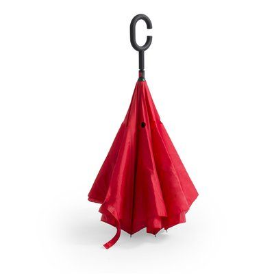 Paraguas con mango original y reversible de 8 paneles Rojo