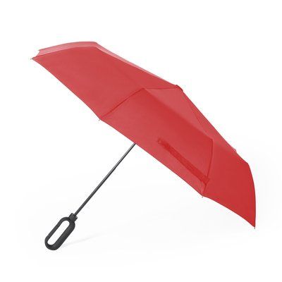 Paraguas plegable y resistente de 8 paneles con sistema antiviento Rojo