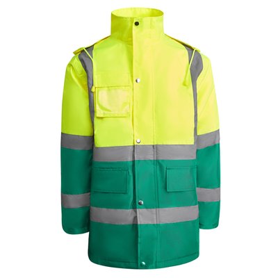 Parka acolchada alta visibilidad VERDE JARDÍN/AMARILLO FLÚOR L