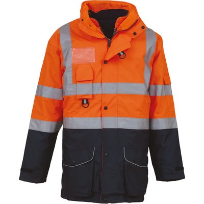 Parka alta visibilidad impermeable Hi Vis Orange / Navy S