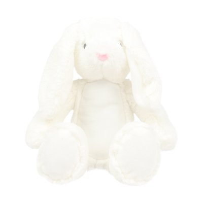 Peluche poliéster con vientre de felpa White Bunny