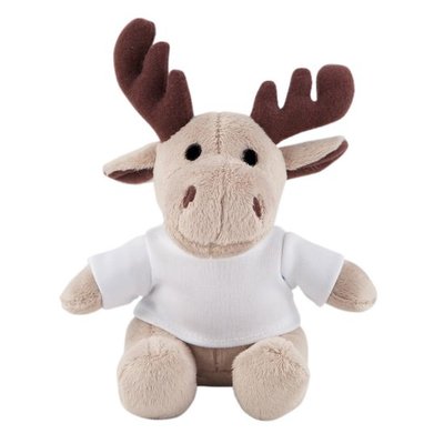 Peluche Reno con Camiseta Blanco