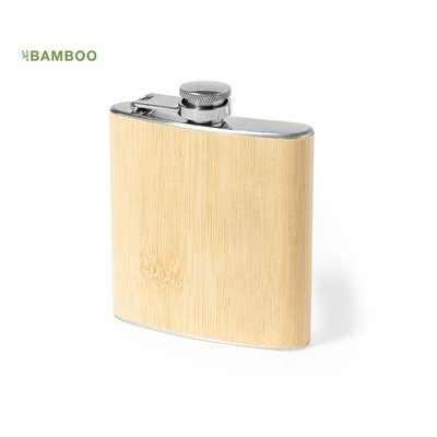 Petaca Inox/Bambú 200ml Tapón Seguridad