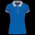 Polo piqué bicolor mujer Light Royal Blue / Oxford Grey L