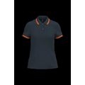 Polo a rayas mujer manga corta Navy / Orange Xs