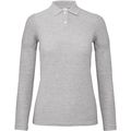 Polo manga larga mujer punto piqué Heather Grey 3Xl