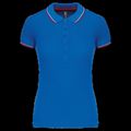 Polo mujer algodón con 5 botones Light Royal Blue / Red / White L