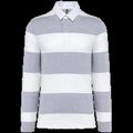 Polo a rayas unisex Manga Larga Oxford Grey / White Stripes 3Xl