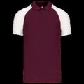 Polo baseball manga corta Bordeaux / White L