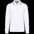 Polo ajustado manga larga hombre White / Navy / Red Xl