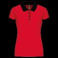 Polo piqué bicolor mujer Red / Black Xl