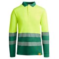 Polo AV Manga Larga Transpirable Verde Jardín/Amarillo Flúor M