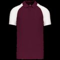 Polo baseball manga corta Bordeaux / White XL