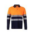 Polo bicolor manga larga con bandas reflectantes Azul marino/Naranja 5Xl