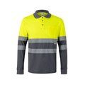 Polo bicolor manga larga con bandas reflectantes Gris/Amarillo 5Xl