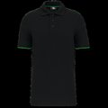 Polo contrastado hombre Black / Kelly Green Xl
