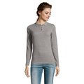Polo Entallado Manga Larga Mujer Gris Melange 2 Xl
