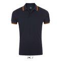 Polo Hombre Cuello Rayado 200g Azul Marino/naranja Neón Xxl