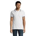 Polo Hombre Cuello Rayado 200g Blanco/Azul Marino L