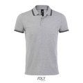Polo Hombre Cuello Rayado 200g Grey Melange/ French Navy Xl
