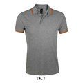 Polo Hombre Cuello Rayado 200g Gris Melange/Naranja M
