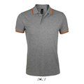 Polo Hombre Cuello Rayado 200g Gris Melange/Naranja Xxl