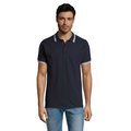 Polo Hombre Cuello Rayado 200g Marino Francés/Blanco Xxl