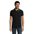Polo Hombre Cuello Rayado 200g Negro/Lima L