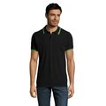 Polo Hombre Cuello Rayado 200g Negro/Lima S