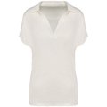 Polo de lino mujer ajustado mangas caídas Ivory M