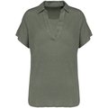 Polo de lino mujer ajustado mangas caídas Organic Khaki L