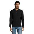 Polo Manga Larga Hombre 180g Negro/ Negro Opaco L