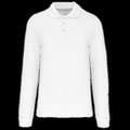 Polo manga larga hombre algodón piqué White XXL