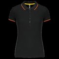 Polo mujer algodón con 5 botones Black / Red / Yellow M