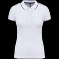 Polo mujer algodón con 5 botones White / Navy / Red L