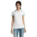 Polo Mujer de Algodón Detalles a Contraste White/Aqua M