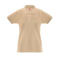 Polo de mujer cuello y mangas de canalé Marrón claro XL